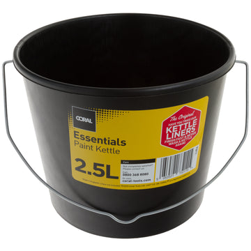 Coral Essentials Value Black Plastic Paint Kettle Container with Metal Handle for Paints and Paste 2.5 Litre